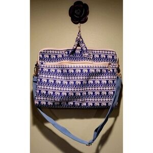 *ANIMAL RESCUE FUNDRAISER*Elephant Print Laptop Bag Blue Canvas Bag NWOT